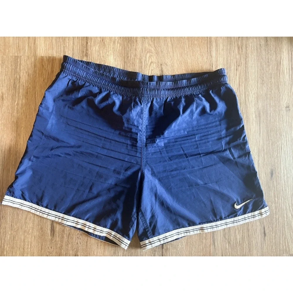 Nike Vintage Shorts Blue Swoosh Lined Shorts Mens XL